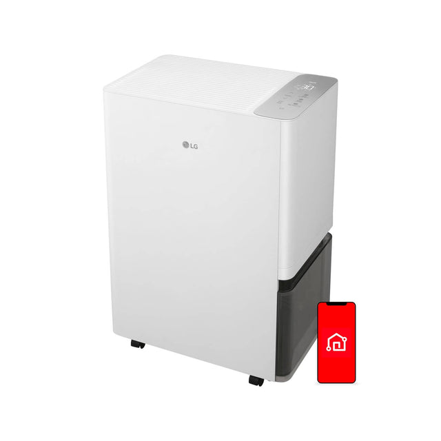 Front. LG - PuriCare Smart 50-Pint Smart Dehumidifier - Energy Star, Continuous Drain Option, 8.6 Quart Bucket Capacity - White.