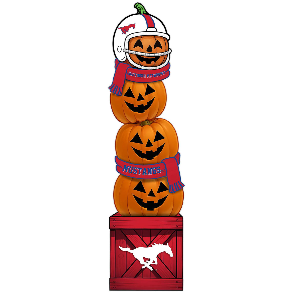 Fan Creations - SMU Mustangs 31" Stacked Pumpkin Leaner - Multicolor