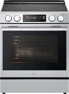 LG - 30-in 6.3 Cu. Ft. Slide-in Elec Induction True Convect Smart Range w/4 Elements, WideView Window and Flex Control Knobs
