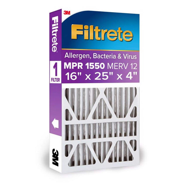 3M Filtrete  
Allergen, Bacteria & Virus  
MPR 1550 MERV 12  
16" x 25" x 4" FILTER