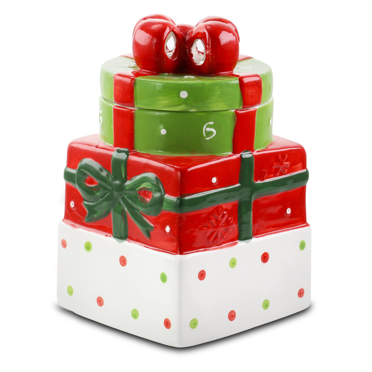 Gibson - Home Christmas Estate 7.5 Inch Gift Box Holiday Cookie Jar - Multi-color