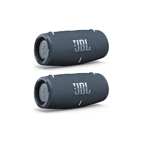 Front. JBL - JBL Xtreme 3 Portable Bluetooth Waterproof Speakers - Pair (Blue) - Black.