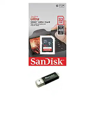 SANDISK - 32GB SD SDHC Flash Memory Card with Bonus SD/TF USB Card Reader