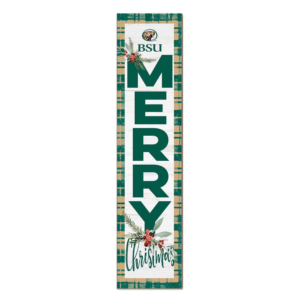 Jardine - Bemidji State Beavers 12'' x 48'' Outdoor Merry Christmas Leaner - White