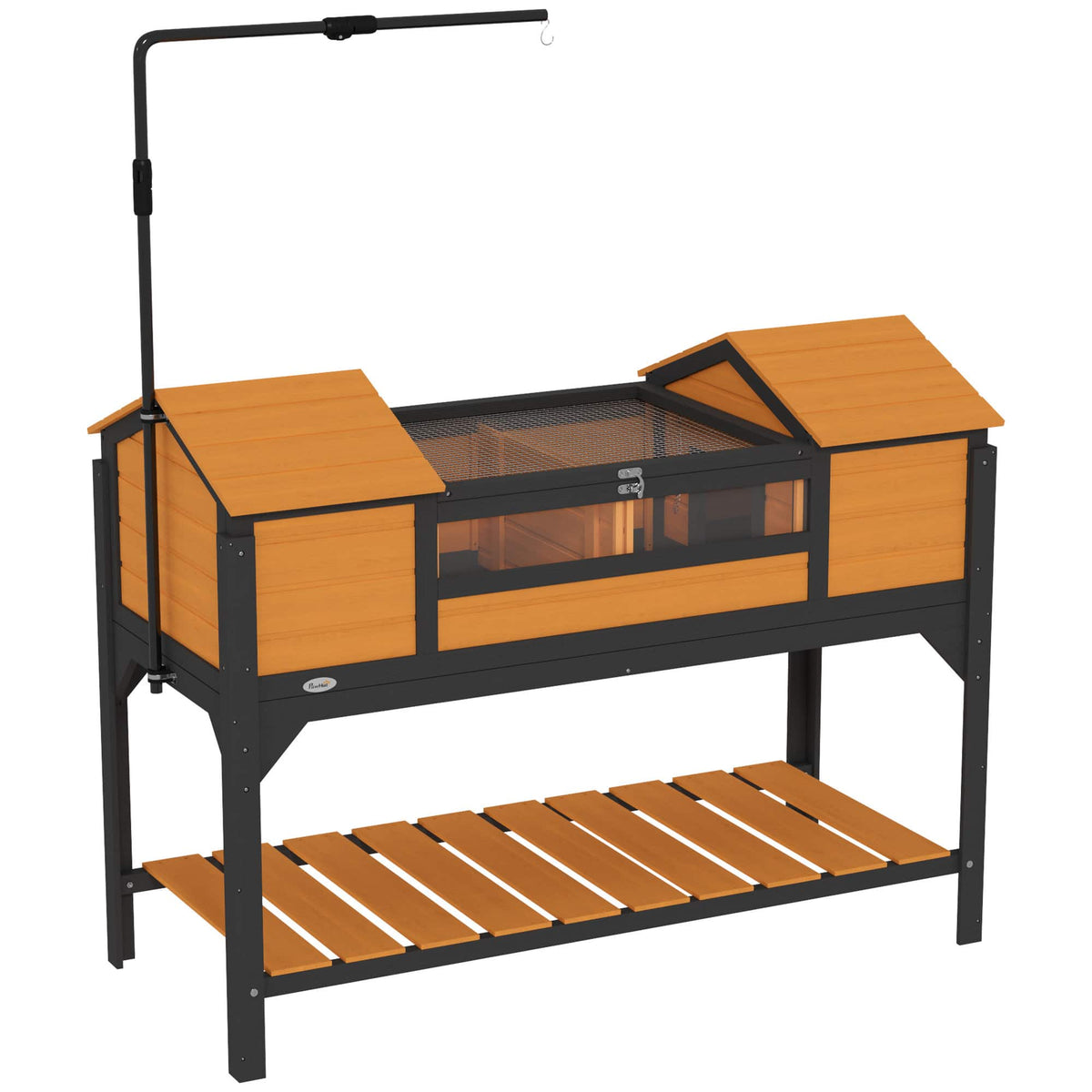 Pawhut - Enclosure Tortoise House with Adjustable Lamp Holder Storage Shelf, Dual Main Houses