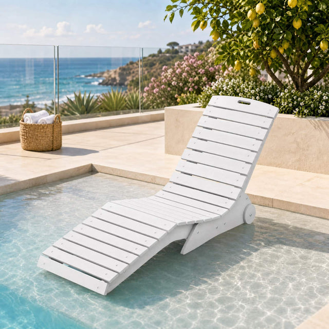 Front. Costway - Costway In-Pool Lounge Chair HDPE Pool Chaise with Wheels 5.5-8.5 in Water Depth 450 LBS - White.