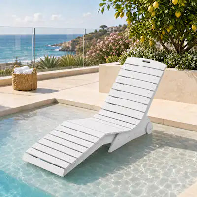 Costway - In-Pool Lounge Chair HDPE Pool Chaise with Wheels 5.5-8.5 in Water Depth 450 LBS