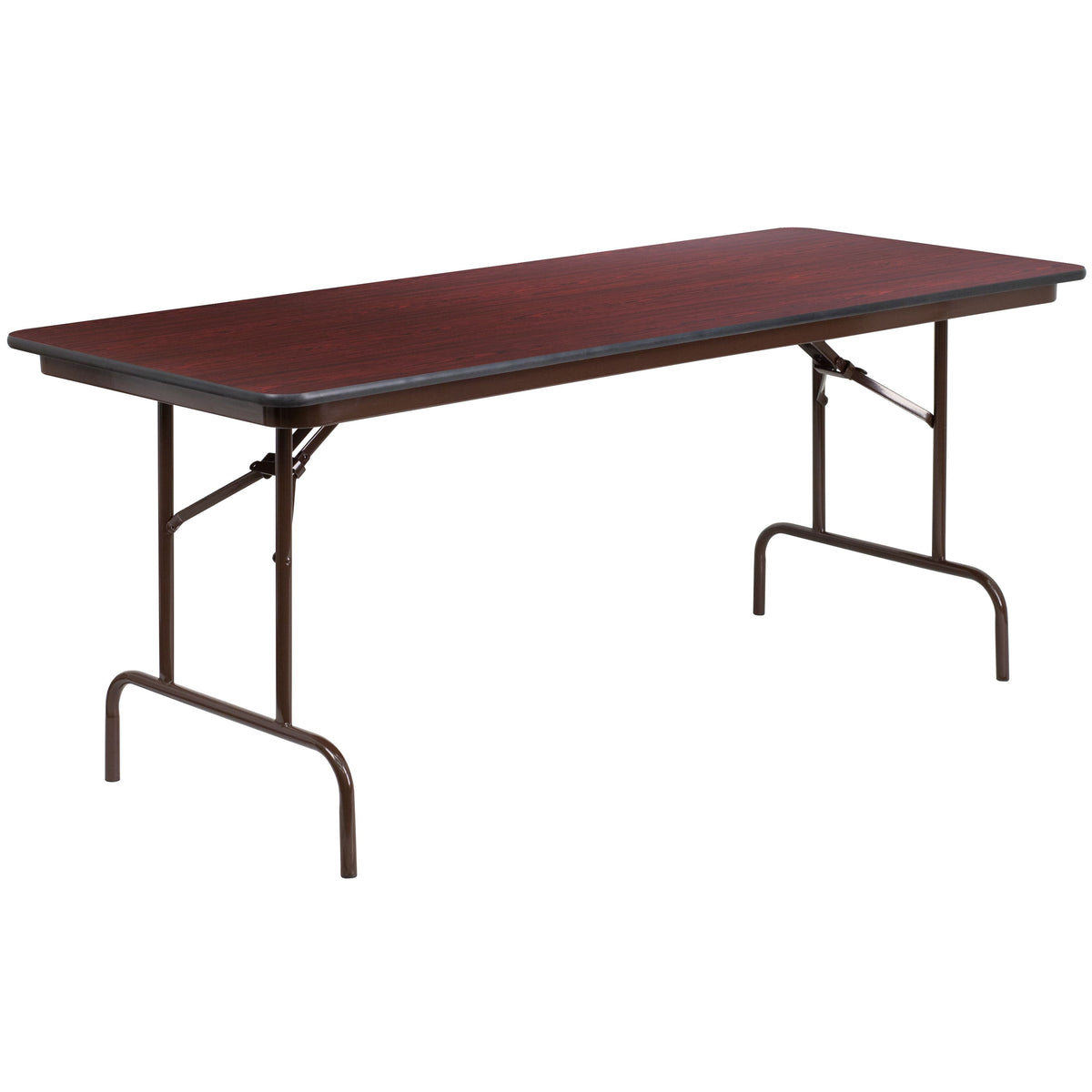 Emma + Oliver - 6-Foot Melamine Laminate Folding Banquet Table - Mahogany