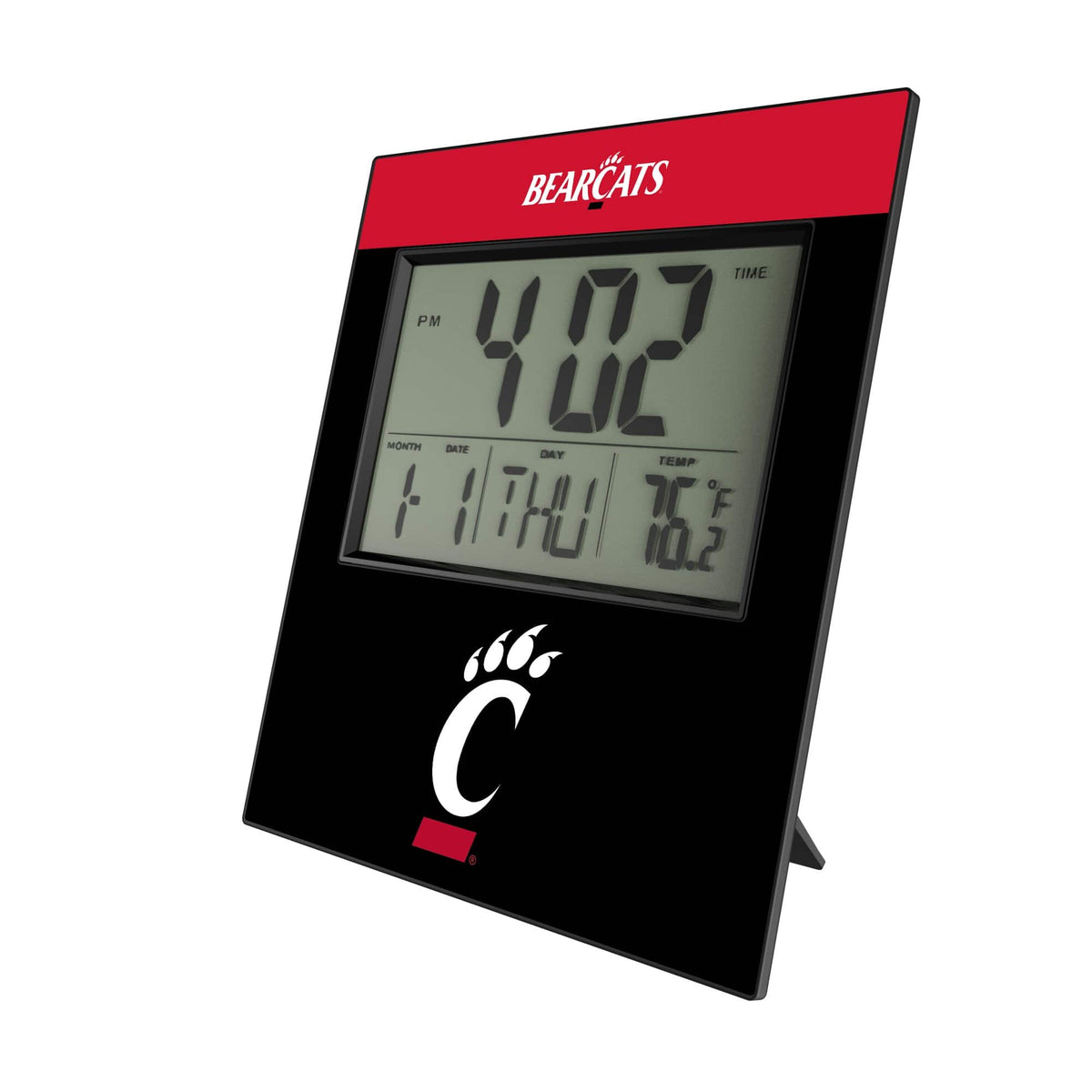 Keyscaper - Cincinnati Bearcats Color Block Digital Desk Clock - Multicolor