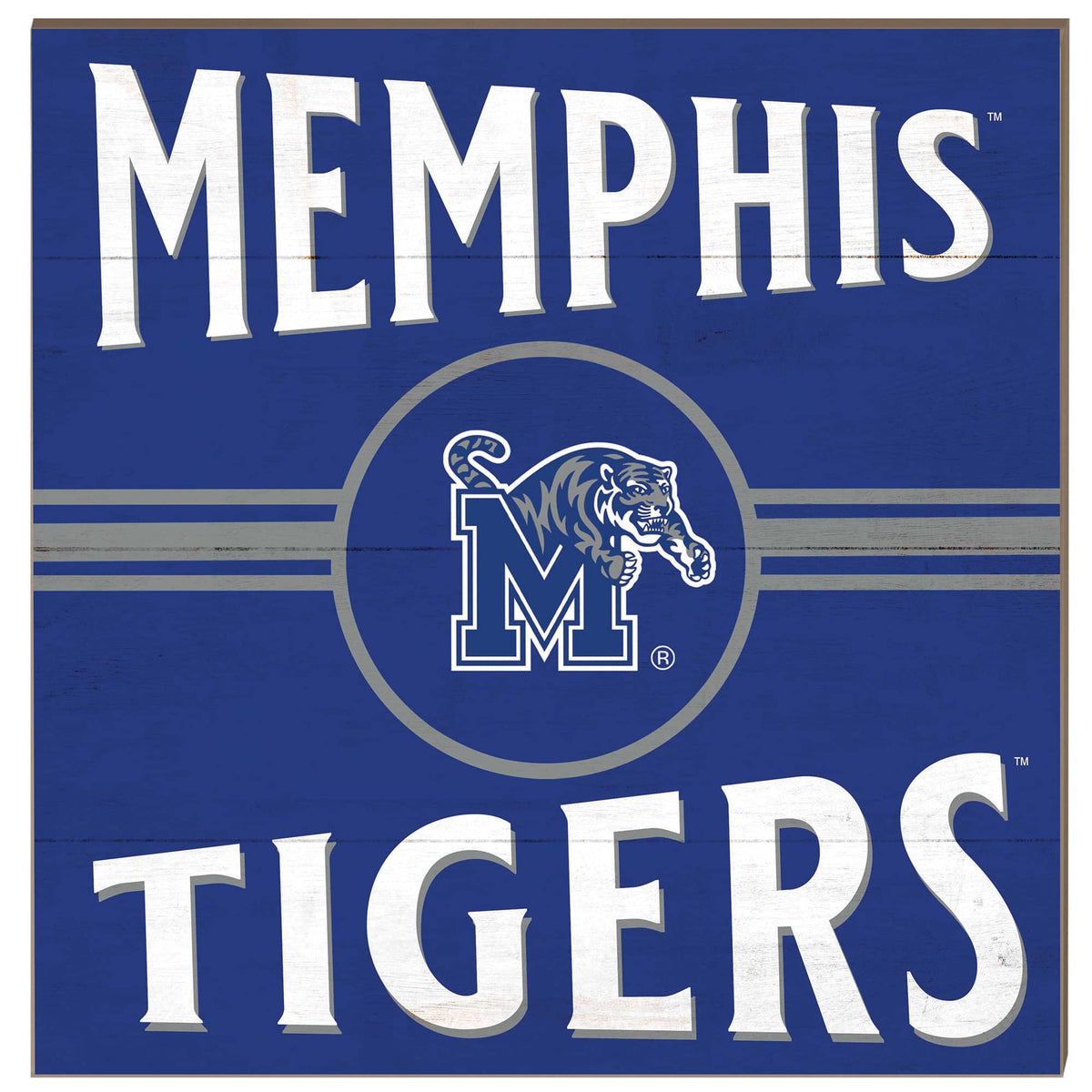 Jardine - Memphis Tigers 10'' x 10'' Retro Team Sign - Blue