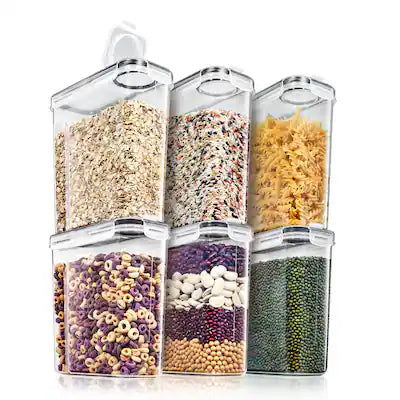 Sorbus - 6 Pack (2L/8.4 Cups) Airtight Food Storage Dispensers for Beans, Pasta, Cereals, and More