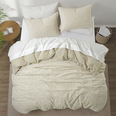 Peace Nest - Jacquard Cotton Linen Blend Duvet Cover Set, 3 Piece Bedding Set with Pillow Shams, Full/Queen