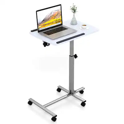Gymax - Height Adjustable Mobile Laptop Desk Standing Desk on Wheels Tilting Tabletop