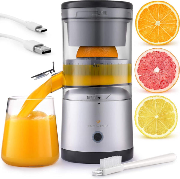 Zulay Kitchen - Juice Vortex Lemon & Orange Juicer - Electric Citrus Squeezer & Presser - Rechargeable Juicer Machine - Black Silver