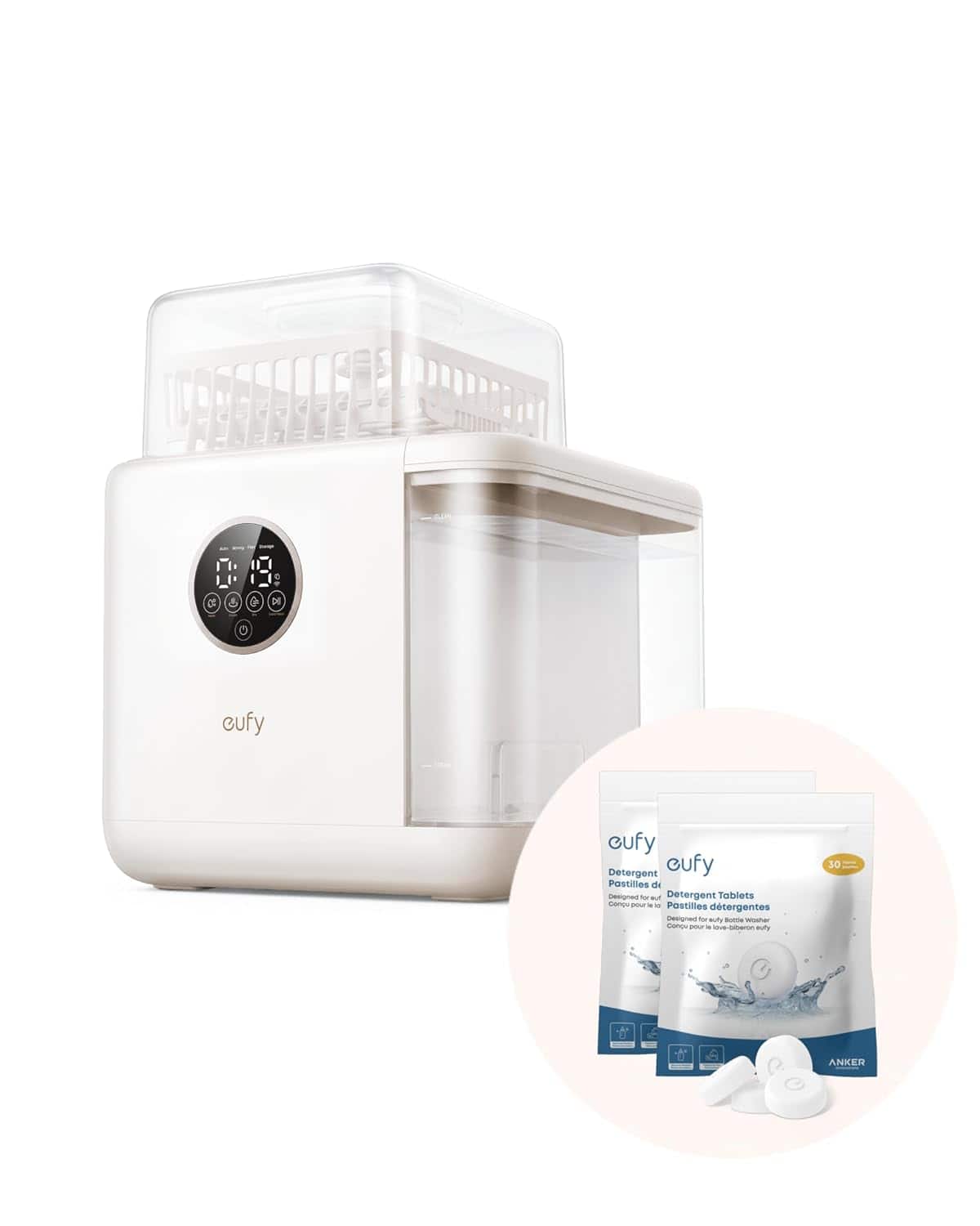 eufy - S1 Baby Bottle Washer,Sterilizer and Dryer with 60 Detergent Tablets,10-Bottle Capacity,No Spot and Odorless Cleaning - White