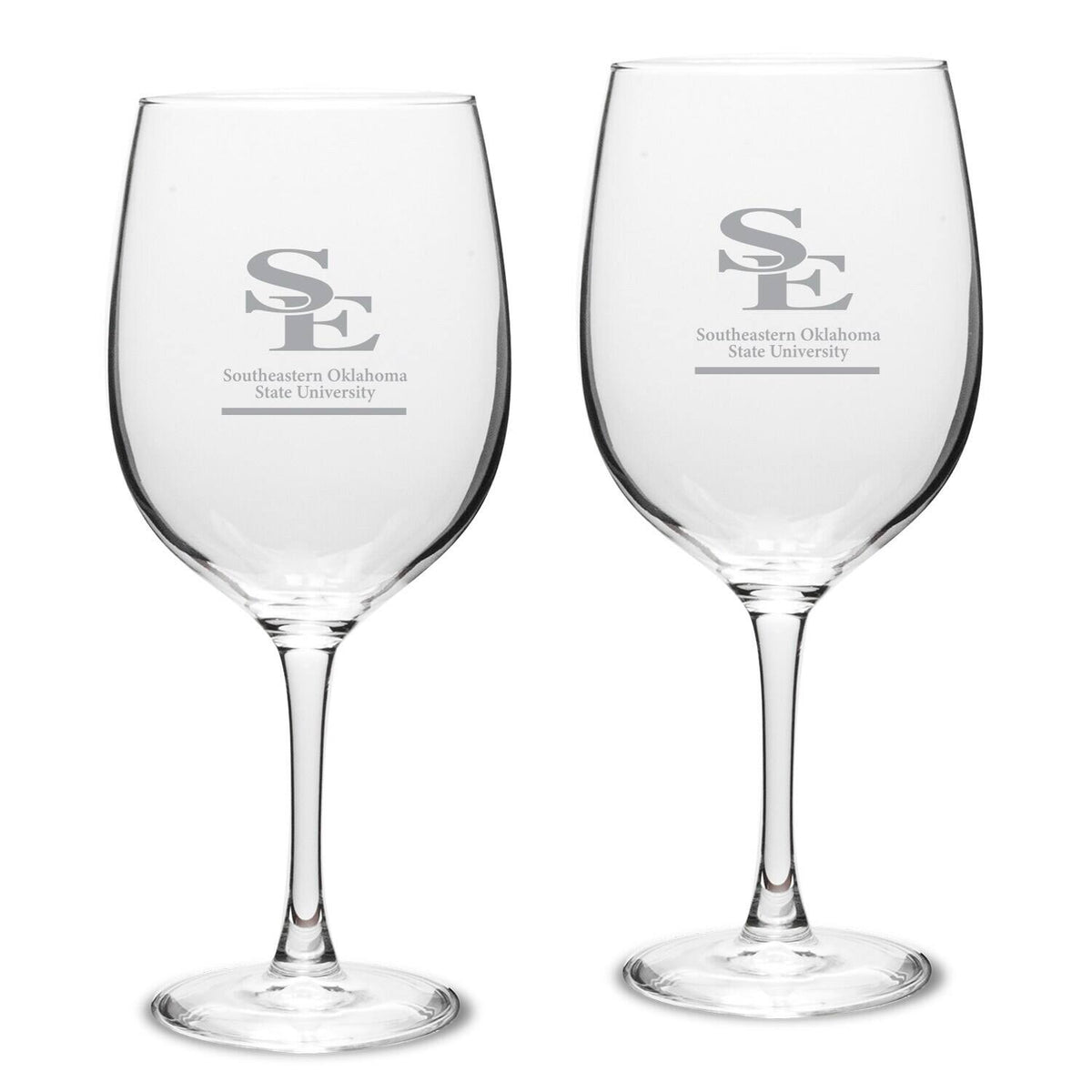 Jardine - Southeastern Oklahoma State Savage Storm 19oz. Two-Piece Traditional Red Wine Table Glass Set - Multicolor