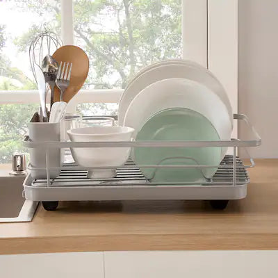 Sweet Home Collection - 3-Piece Multi-Functional Dish Drying Rack with Drain Board & Utensil Holder