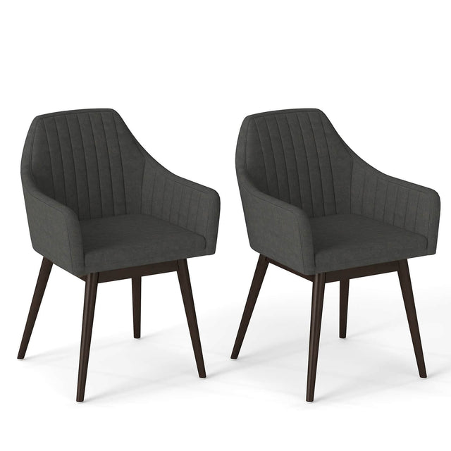 Front. Costway - Costway Dining Chairs Set of 2 Upholstered Accent Chairs with Comfy Padded Backrest - Dark Gray.