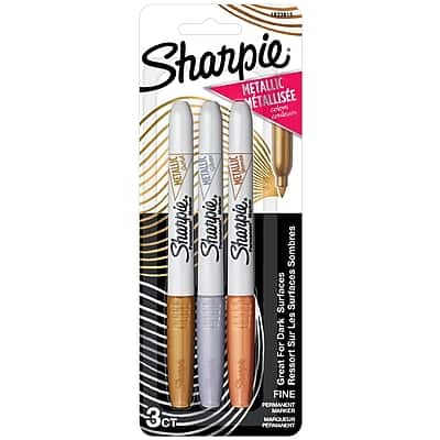 Sharpie - Permanent Markers, Fine Tip, 3/Pack - Assorted Metallic