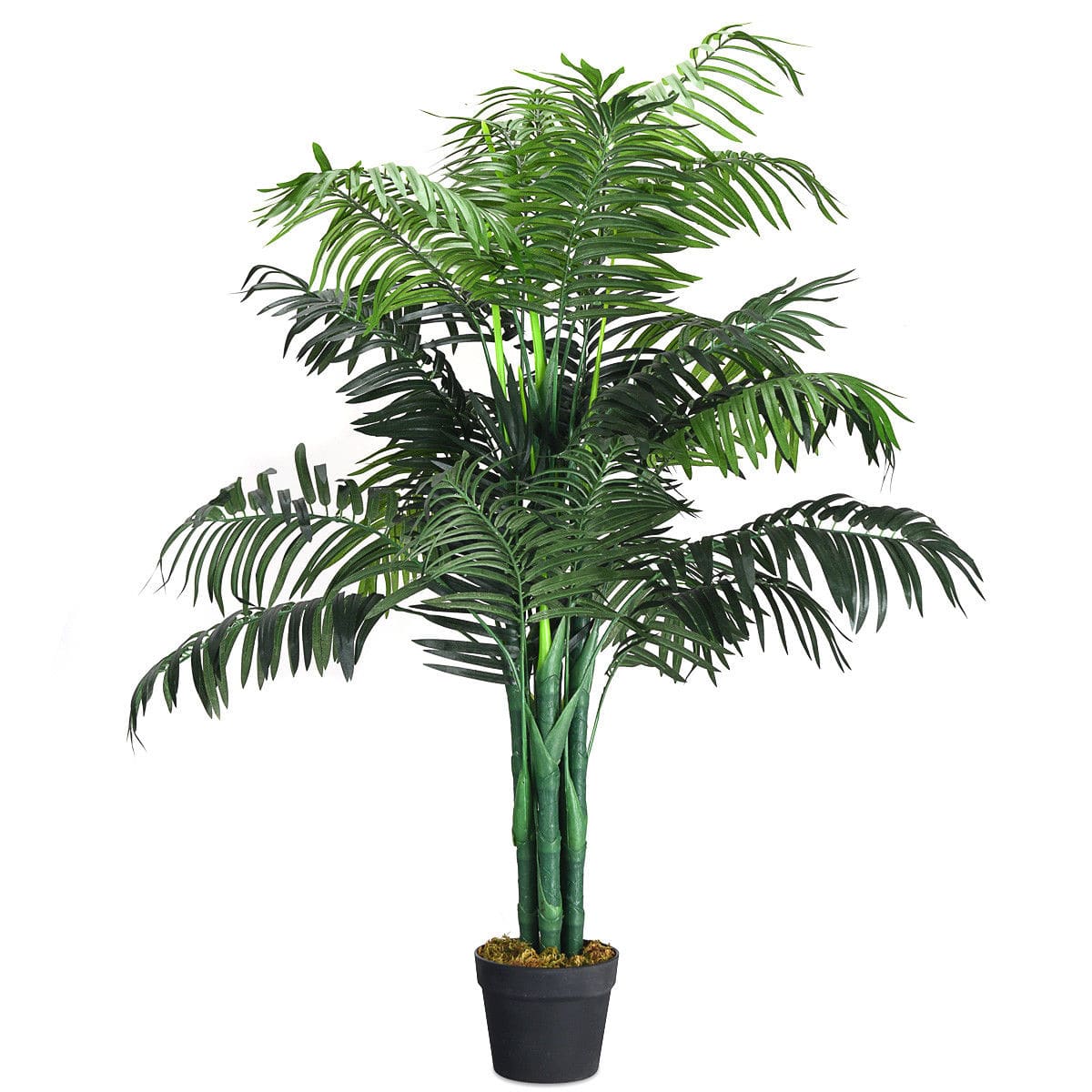 Gymax - Artificial Areca Palm Decorative Silk Tree w/Basket 3.5 Feet Holiday Decor - Green