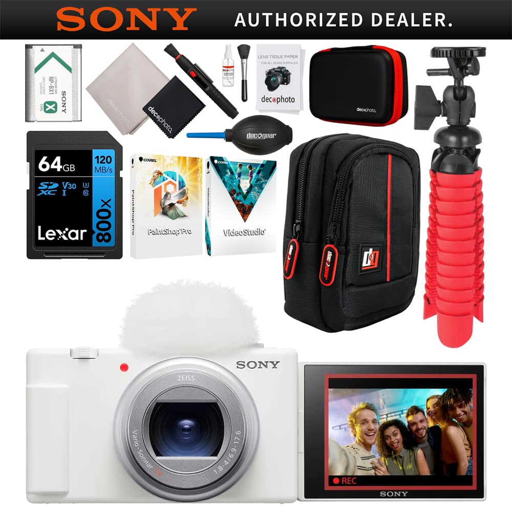 Bundle - Sony - ZV-1 II Vlog Camera with 4K Video for Content Creators and Vloggers White