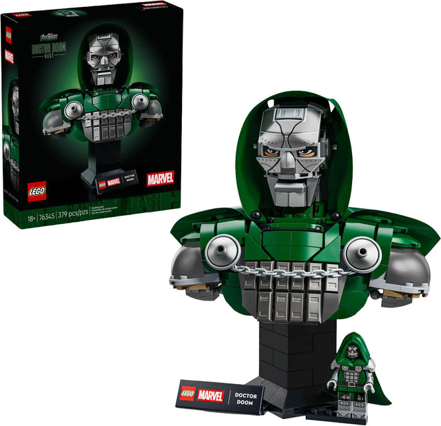 LEGO MARVEL  
AVENGERS DOCTOR DOOM BUST  
**** EDULECTION  
DOCTOR SOUR CCOO MARVEL LEGO RUMMING ON TIMICIAL Ensamle - 76345 379 pcs/pzs 18+  
MARVEL  
THE  
NE  

200  
24.00  
NIG  
OCCED  
LEGO MARVEL DOCTOR DOOM