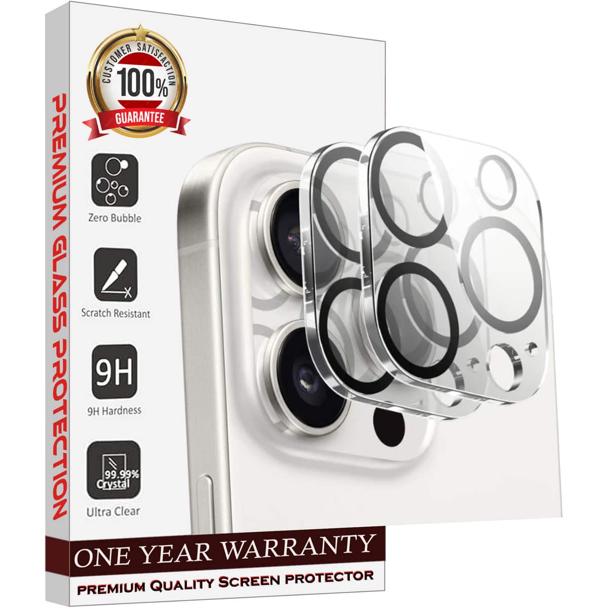 Entronix - Camera Lens Protector for iPhone 15 Pro Max - 2 Pack - Clear