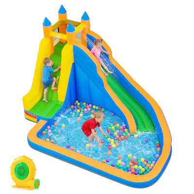 Costway - Inflatable Water Slide Park 3-in-1 Kids Inflatable Bounce House with 680W Blower