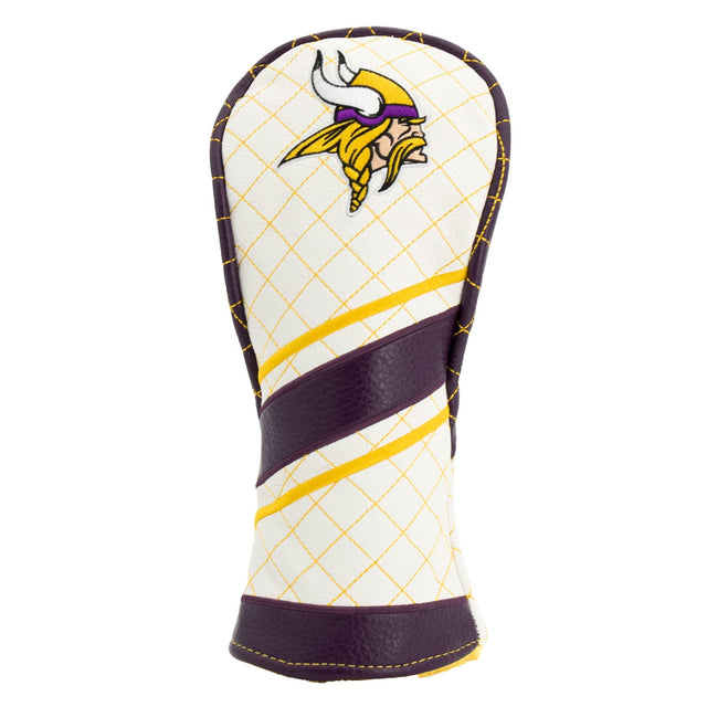 Front. Team Golf - Minnesota Vikings Striped Quilted Fairway Headcover - Multicolor.