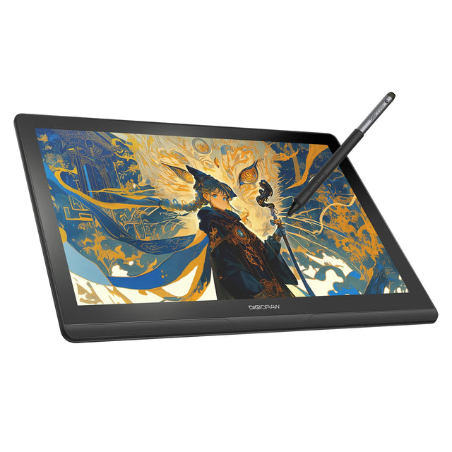 Front. DigiDraw - DIGIDRAW Turing 14 Drawing Tablet with Screen 13.3 Inch, Graphic Monitor for Mac PC Android - black.