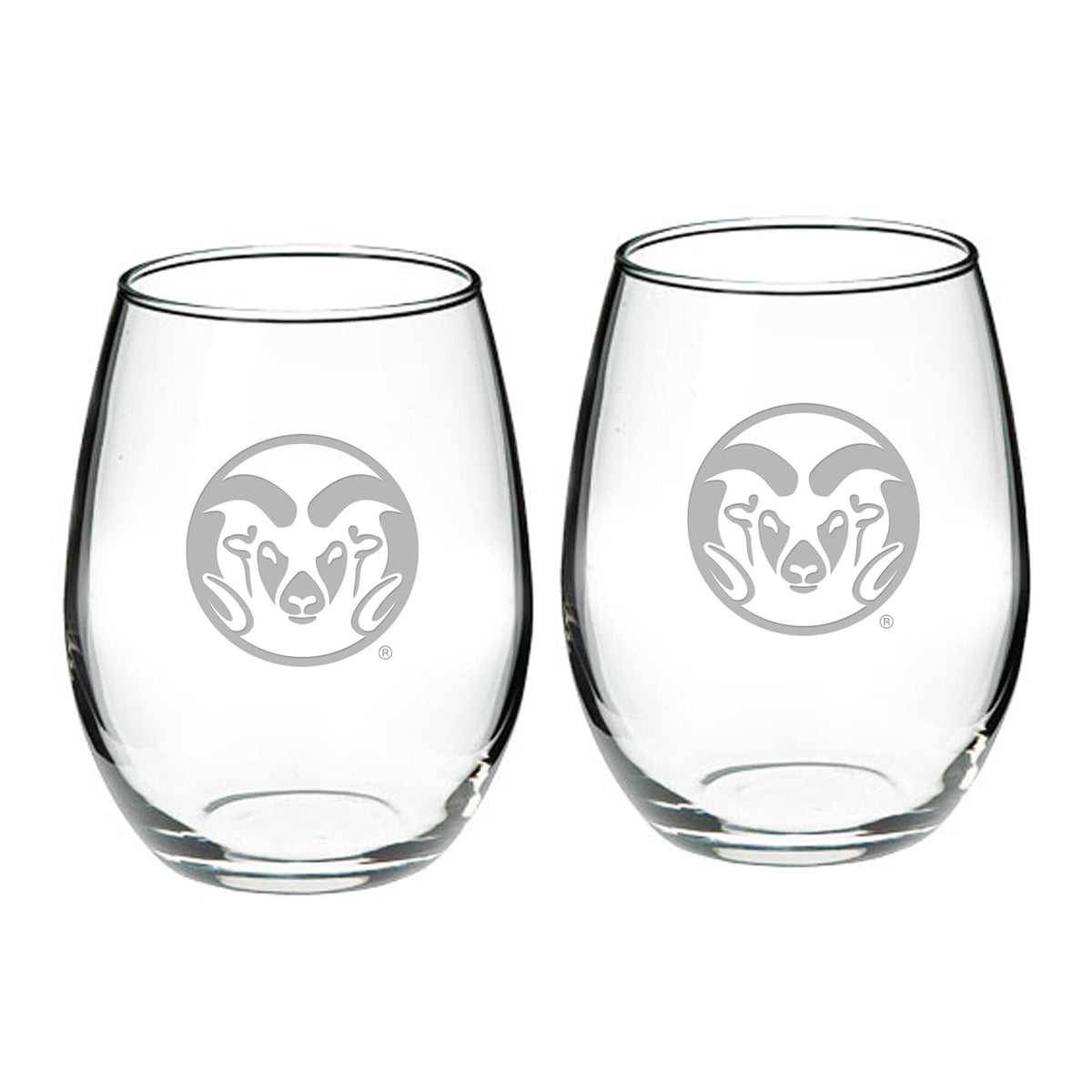 Jardine - Colorado State Rams 2-Piece 21oz. Stemless Wine Glass Set - Multicolor