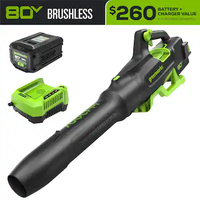Greenworks - 80V 700 CFM Cordless Handheld Leaf Blower, with 2.5Ah Battery and 40 Minute Rapid Charger
