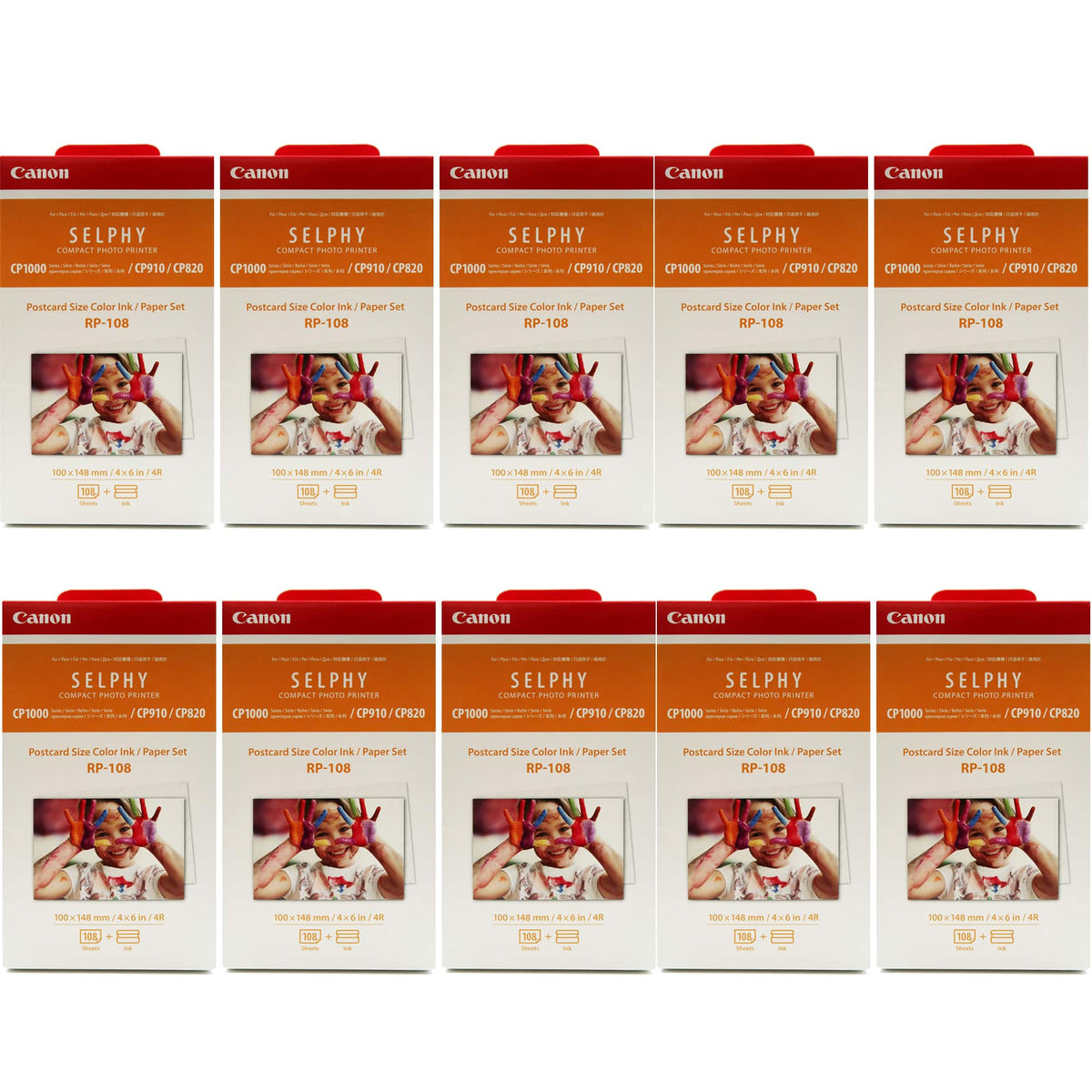 10 Packs Canon RP-108 High-Capacity Color Ink / Paper Set for SELPHY CP Printer