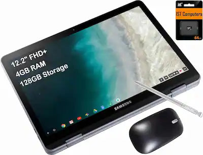 Samsung - Chromebook Plus V2 12.2 FHD+ 2-in-1 Touch Laptop -Intel Celeron - 4GB RAM- 64GB + 64GB SD Card - Chrome OS