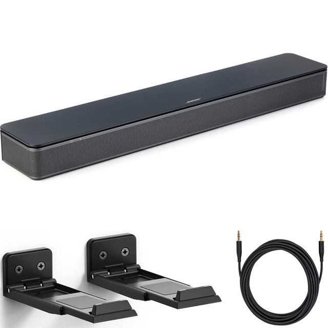 Front. Bose - Bose TV Speaker Bundle with Aux Cable, Mounts - Soundbar for TV with Bluetooth and HDMI-ARC, Soundbar, Remote, (Black) - Black.