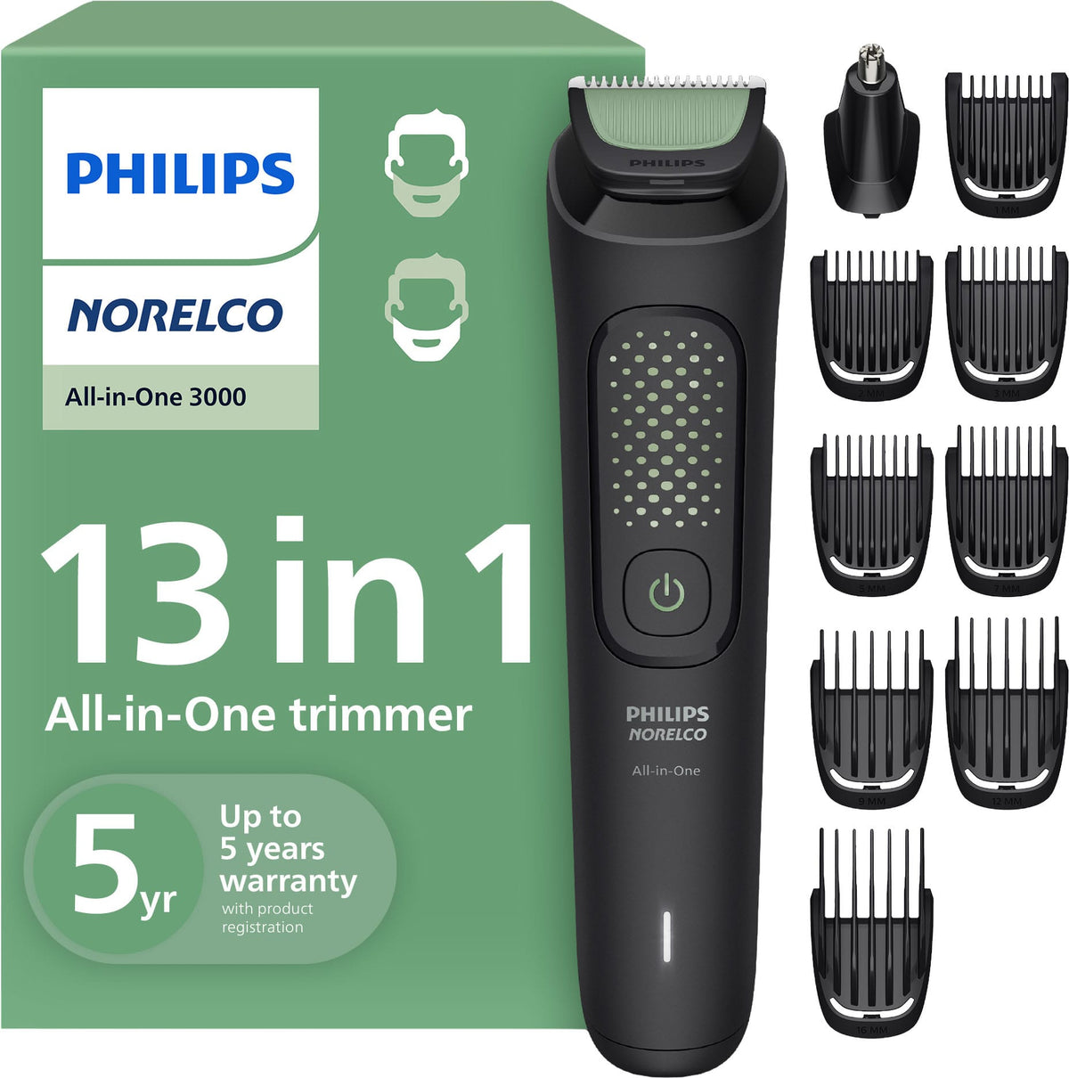 Philips Norelco - All-in-One 3000 Series 13 in 1 Trimmer, MG3919/50 - Black