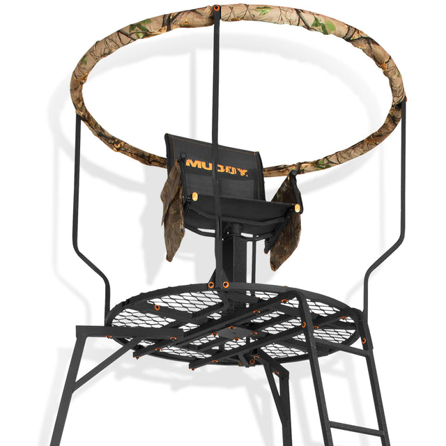 Front. Muddy - Muddy 16' Liberty Tripod Stand Hunting Gear with Flex Tek Seat Hunting Chair - Black.