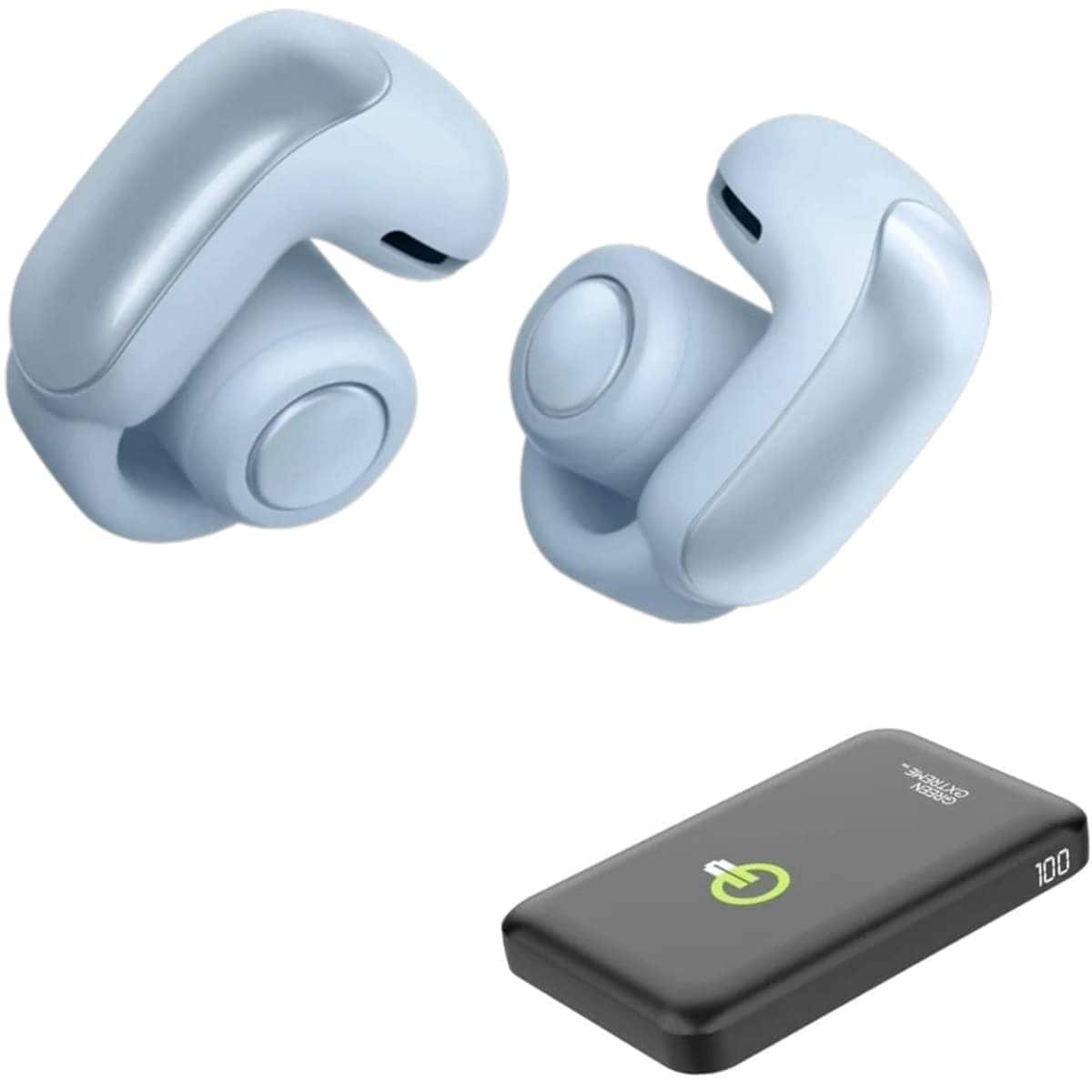 Bundle - Bose - Ultra Wireless Open - Moonstone Blue, Earbuds with Power Bank
