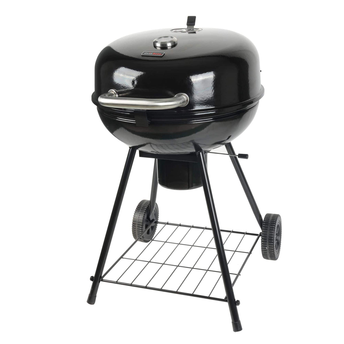 Grill Boss - 22" Kettle Charcoal Grill, Porcelain Lid, Large Cooking Area - Black