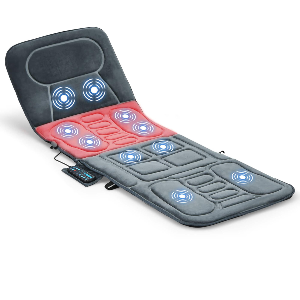 Costway - Foldable Massage Mat Full Body Massager with Heat & 10 Vibration Motors - Gray