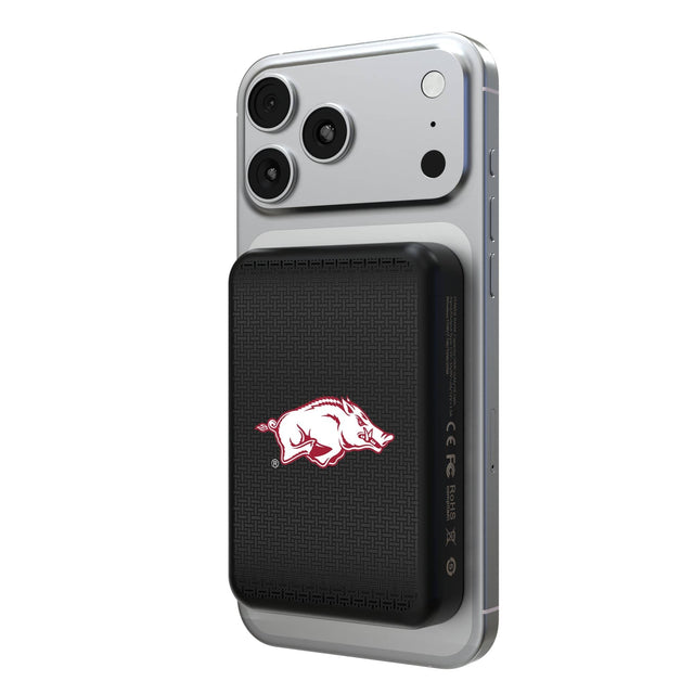 Front. Keyscaper - Arkansas Razorbacks Wireless Magnetic Power Bank - Black.