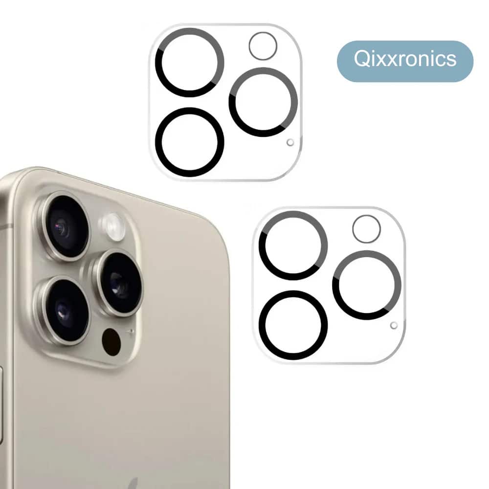 Qixxronics - 2pack Camera Lens Protector for iPhone 15 Pro Max Camera Lens Shield Tempered Glass Lens Cover for iPhone 15 Pro Max - Clear