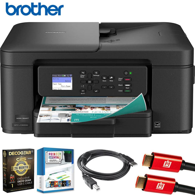 brother

Prompt Start 01
Quality Normal
Paper Type Plain Paper
Paper Size

Clear/ Back
Settings
OK

Stop/ Exit
Scan
Web
Start
Color

WORK SMART IN
MFC-J1380DW

DECOCAR
26 MONTH
EXCLUSIVE
DECOCAR
USB-C CABLE
PLAN
PREMIUM PROTECTION
PRINTER ESSENTIALS