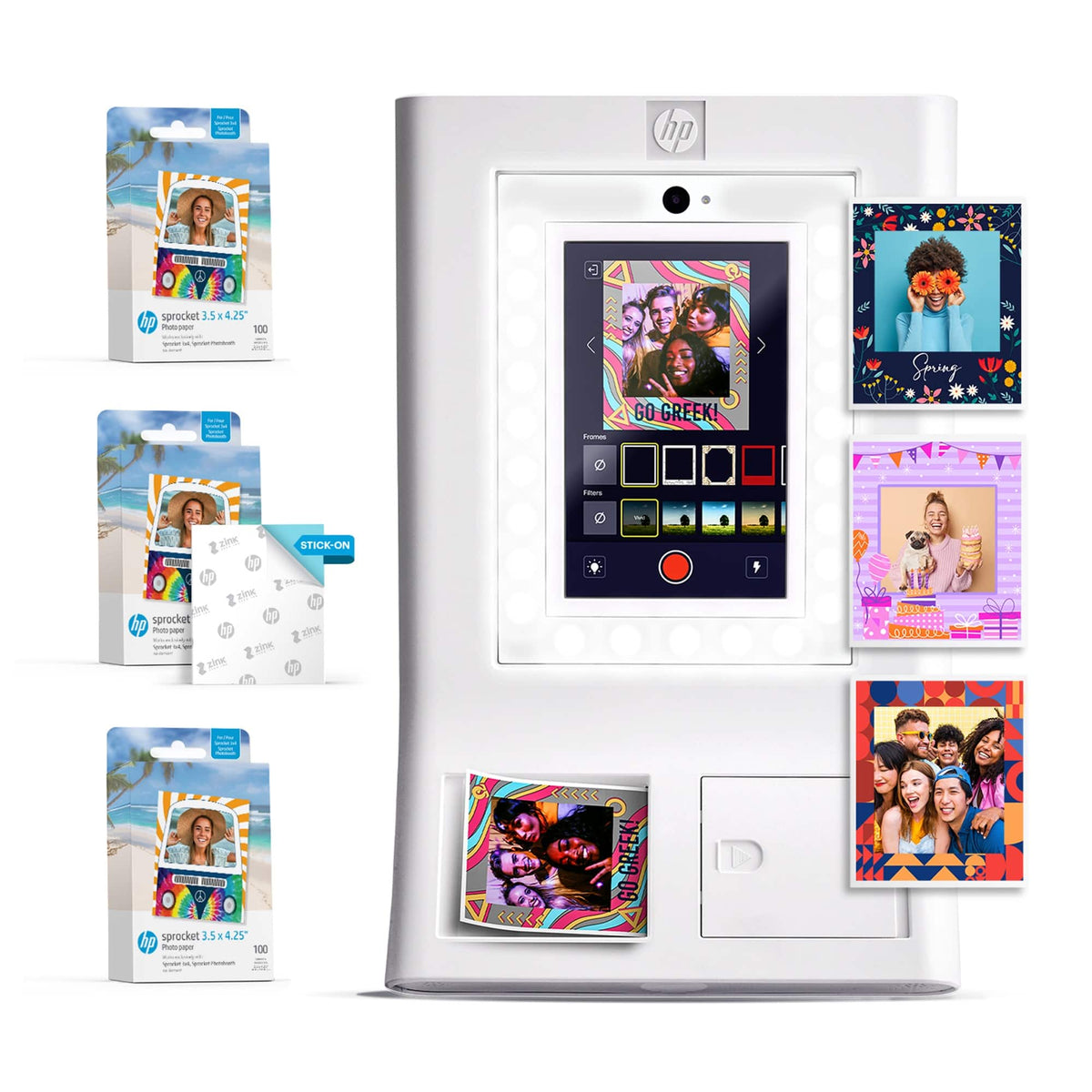 HP - Sprocket Photobooth 3x4" Printer Bundle, 300 Sheets - White
