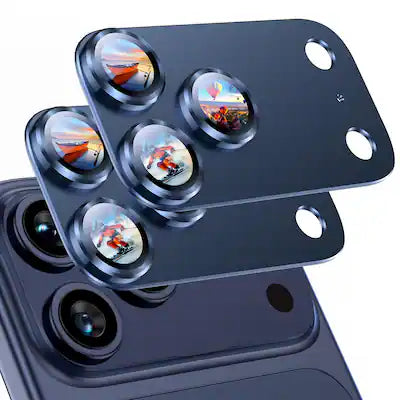 Dteck - 2 Pack Camera Lens Protectors for iPhone 17 Pro Max, Strong Adsorption Metal Tempered Glass Rear Camera Cover
