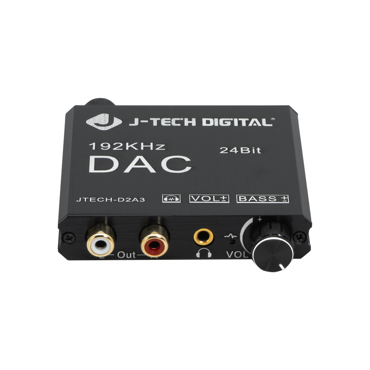 J-Tech Digital - Digital to Analog DAC Audio Converter with Bass and Volume Control - Black