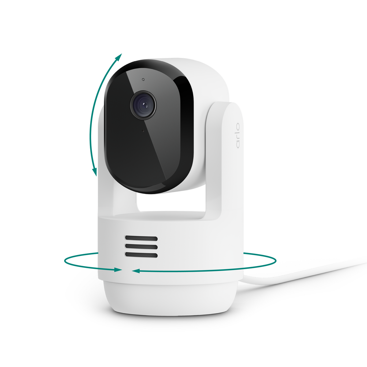 Arlo - Essential Pan Tilt Indoor Security Camera 2K - Wired Plug-In Powered, Privacy Mode, 1-Cam - White