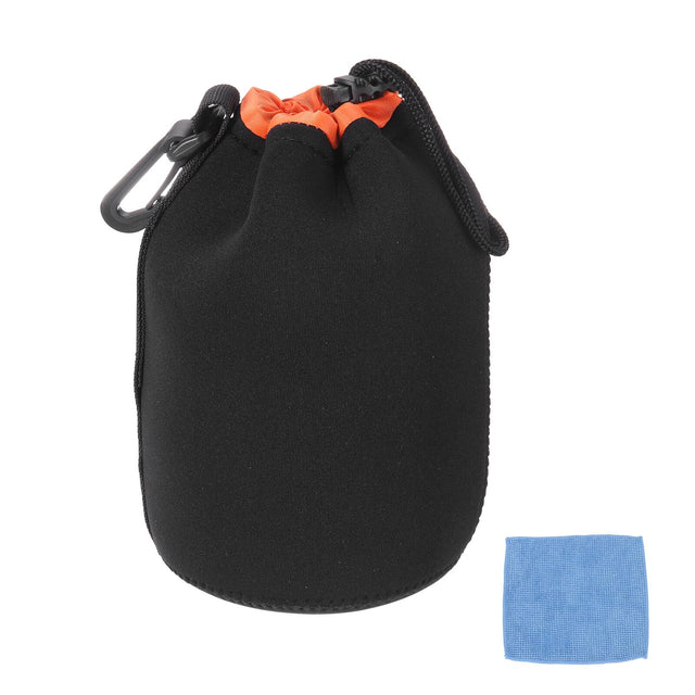 Front. Unique Bargains - Lens Pouch, 4"x6" Drawstring Plush Neoprene Case for DSLR Gear - Black.