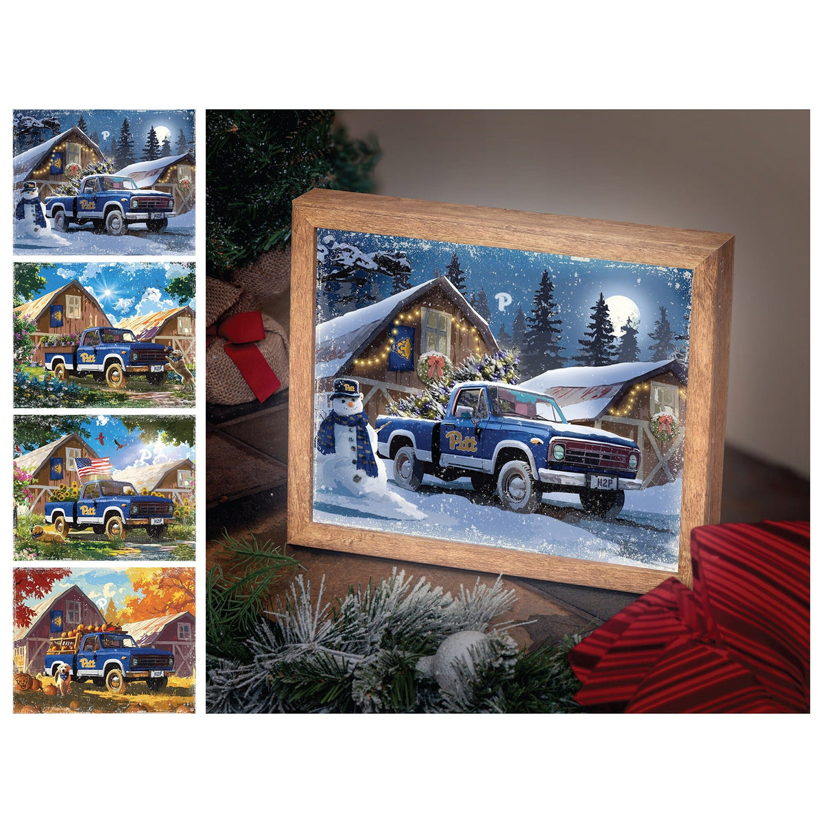 Sporticulture - Pitt Panthers 12" x 11" Four Seasons LED Light Box - Royal