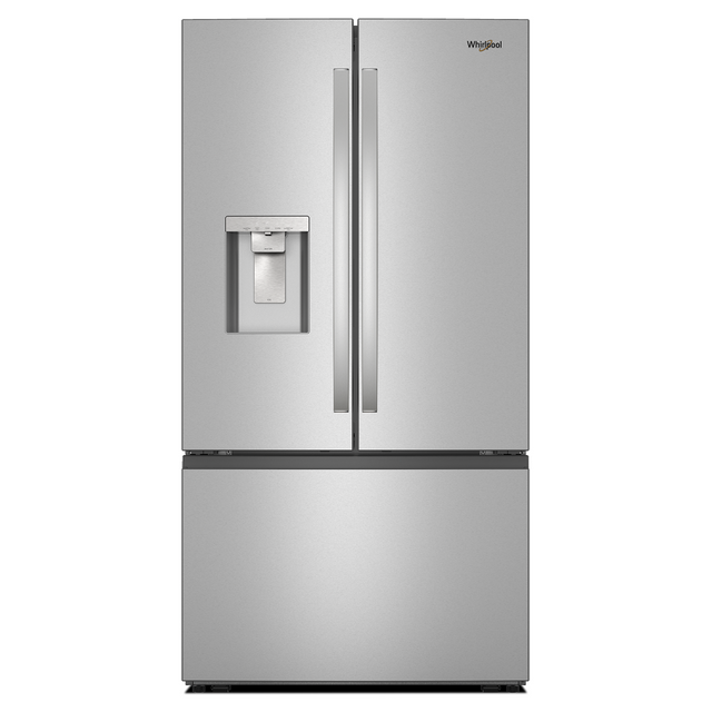 Front. Whirlpool - 36 in. Wide 30 cu. ft. French Door Refrigerator with In-Door Water and Ice Maker - Fingerprint-Resistant Stainless Finish.